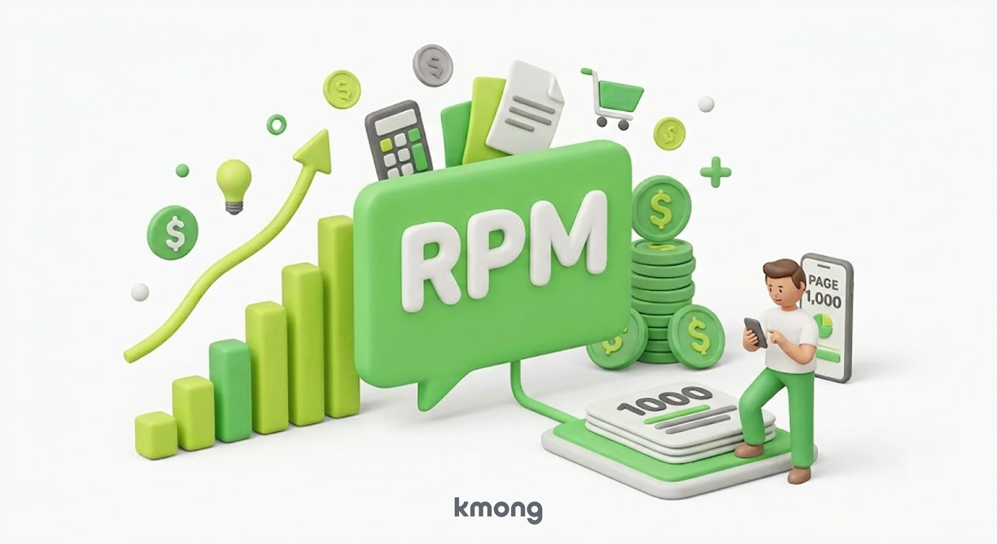 애드센스 페이지 RPM — 조회수 1,000회당 벌리는 총수익. 수익을 좌우하는 핵심 지표를 표현한 이미지