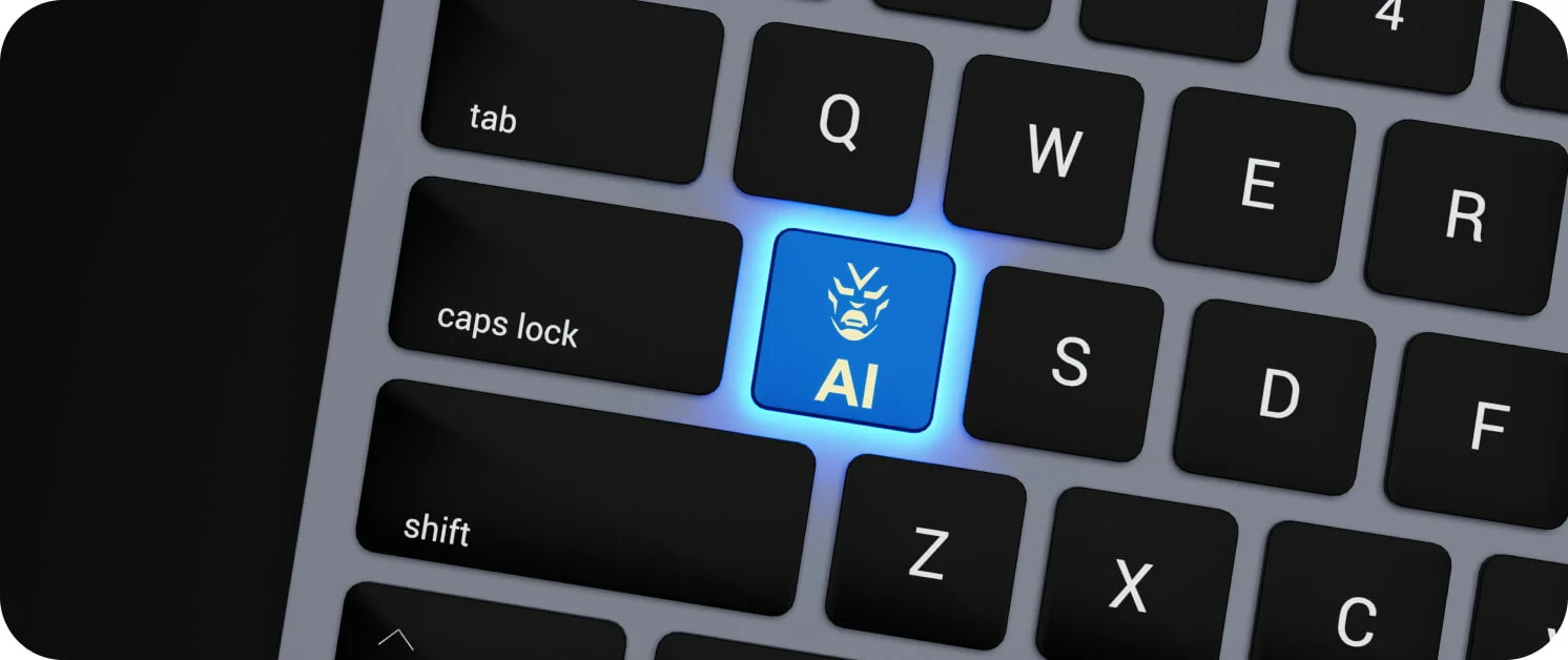 키보드에 'AI'라고 적혀있는 가상의 이미지