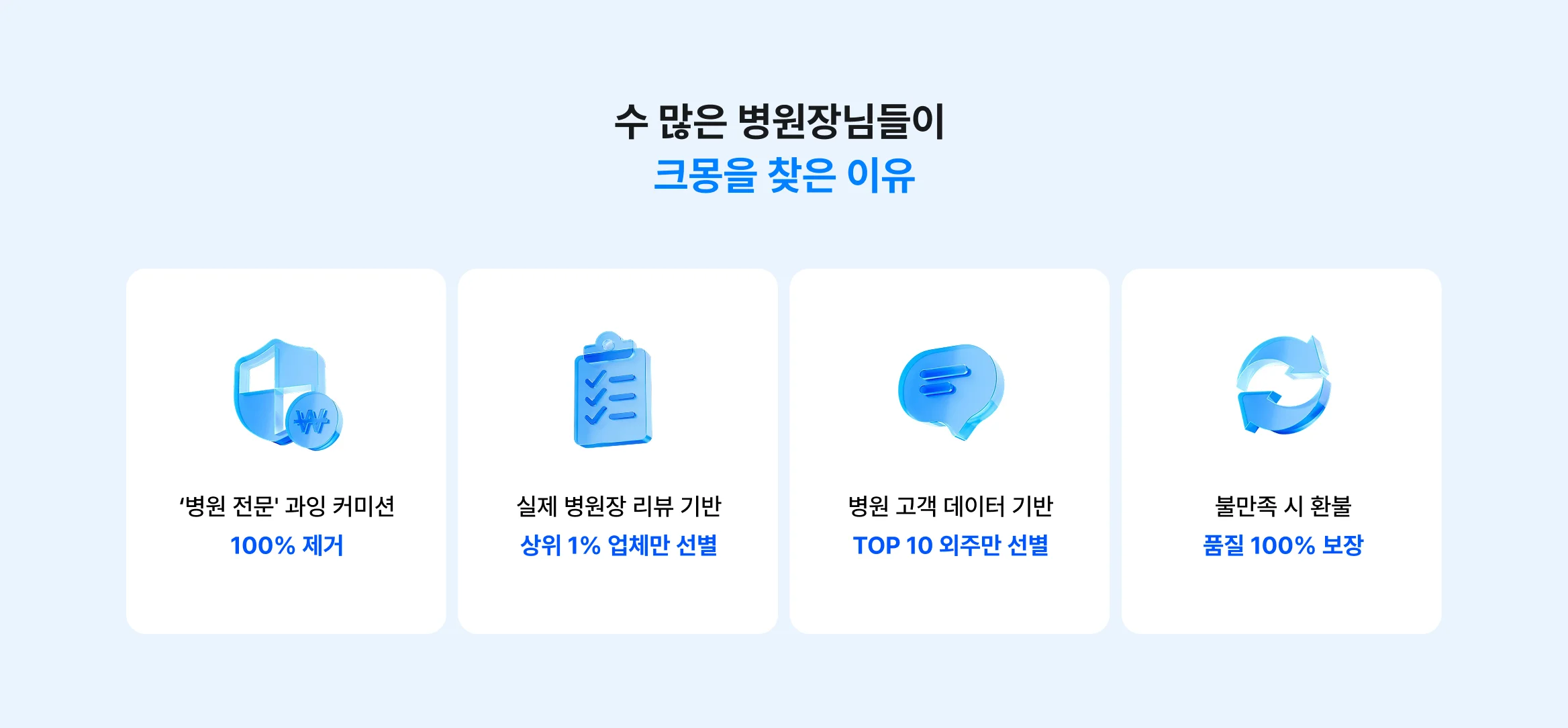 하나씩 신경써야 하는 외주는 그만, 알아서 잘 하는 병원 전문가만 모셨습니다