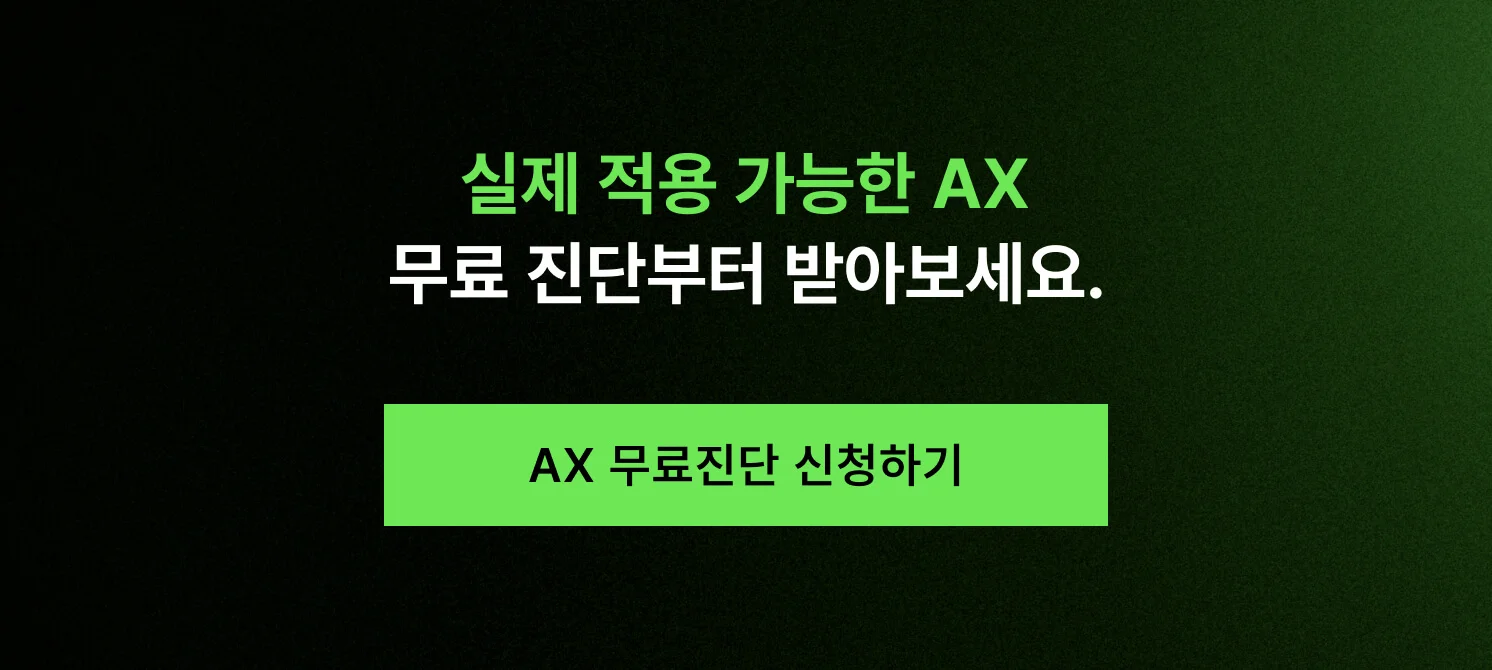 회사 규모에 딱 맞는 AX 컨설팅을 받으라고 알리는 CTA 이미지