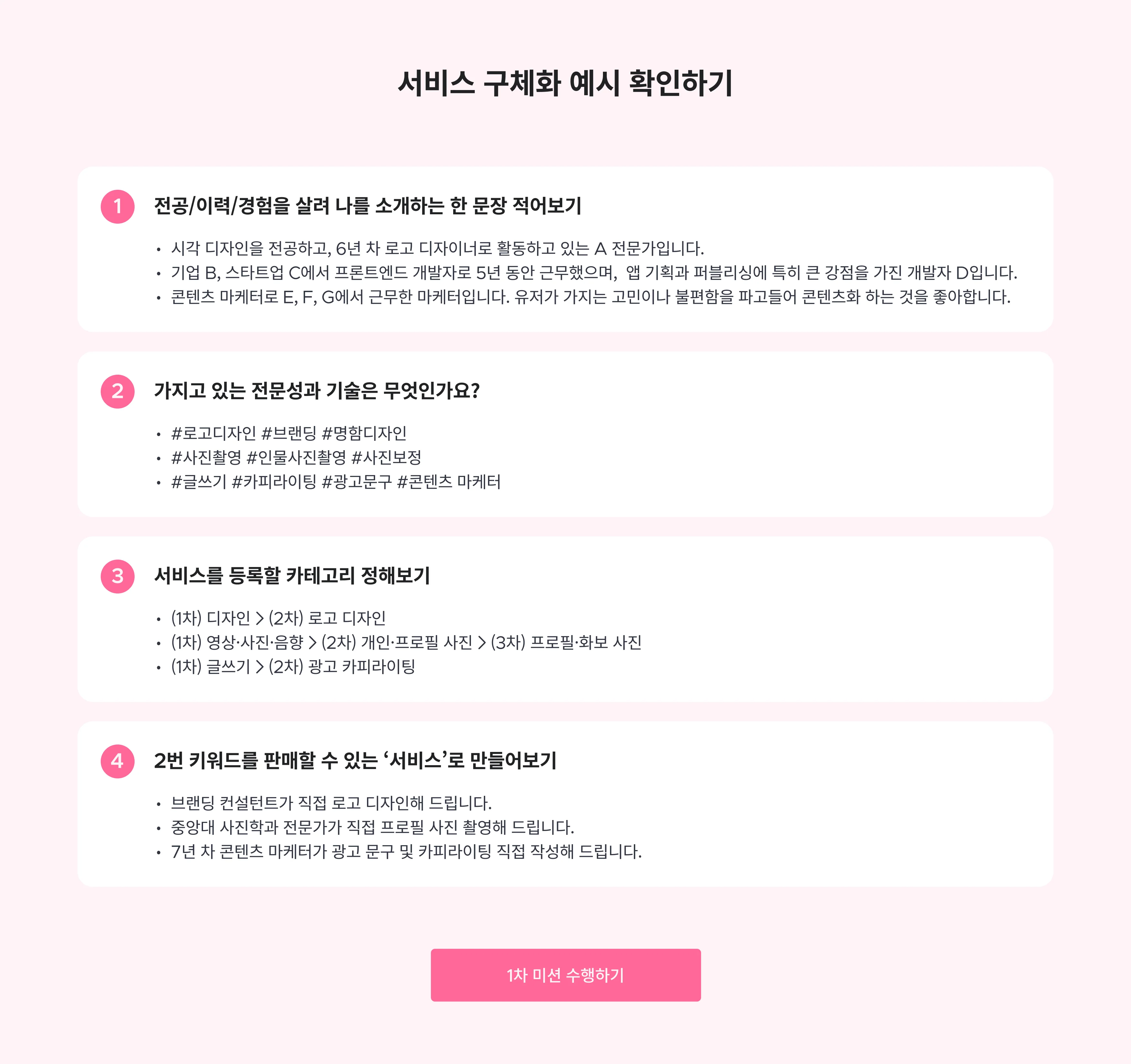 크몽 서비스 구성 예시 확인하기