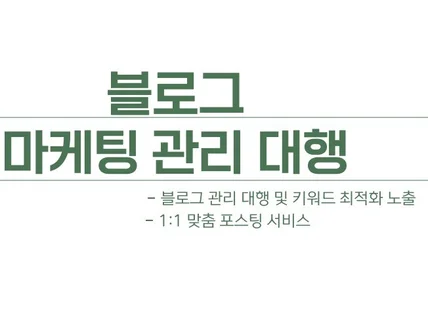 블로그 관리 대행 1대1 맞춤으로 진행해 드립니다.