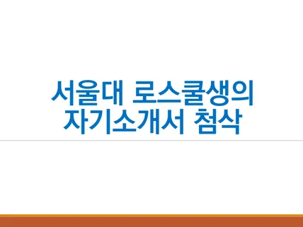 서울대 로스쿨생의 로스쿨 자기소개서 첨삭