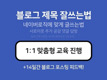 개인 블로그 운영 최적화 노출 노하우 1대 1 교육