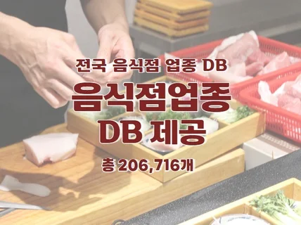 전국 포털 음식점 DB 제공 드립니다.