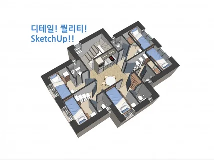 3D,스케치업 모델링 서비스-아파트 인테리어 주택 건축