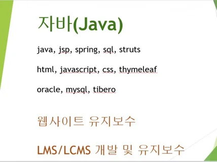 웹사이트 개발 및 유지보수-LMS,Spring,JAVA