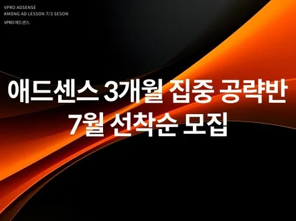 애드센스 1대1 원격 3개월 집중 공략반 7월 모집