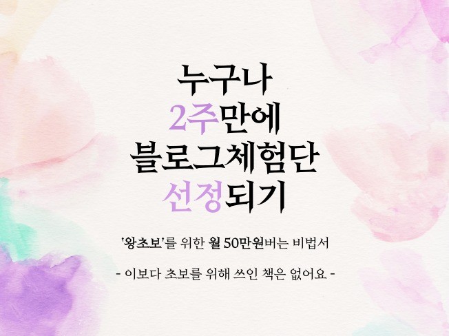 누구나 2주만에 월 50만원 버는 블로그체험단 전자책을 드립니다.