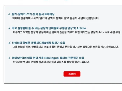 듣는 영어가 아닌 말하는 영어 일대일/그룹 영어 회화