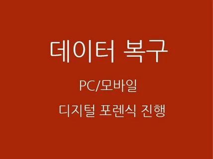 모바일, PC 디지털포렌식 / 데이터복구 전문