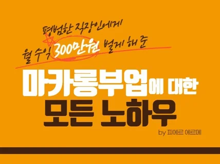 투잡으로 월수익 3백만원 벌게 해준 마카롱부업 노하우를 드립니다.