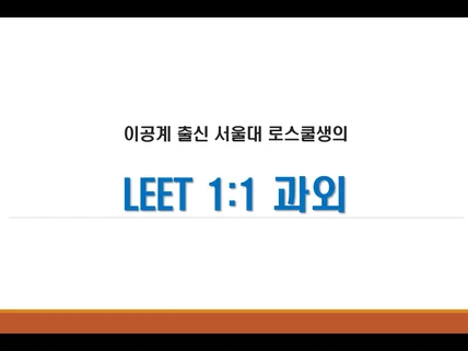 이공계 출신 서울대 로스쿨생의 일대일 리트 과외