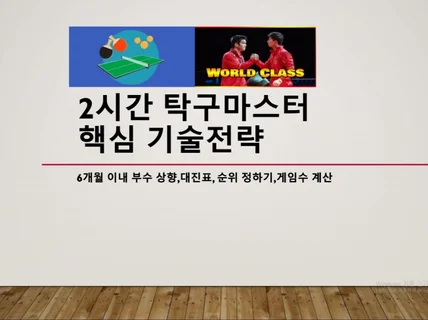 2시간만에 탁구기술/실력향상전자책동영상 지속업데트