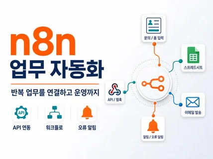 n8n 업무 자동화를 구축하고 운영해 드립니다