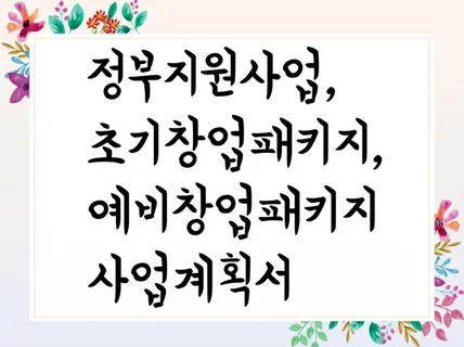 정부지원 창업 사업계획서, 예비창업패키지, 초기창업패키