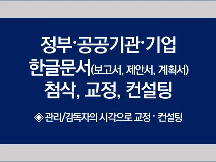 보고서/제안서/계획서 등 각종 문서 첨삭/교정/컨설팅