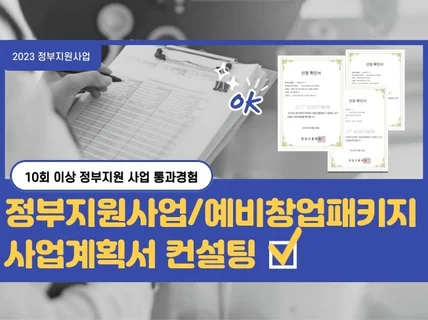 정부지원사업, 예비창업패키지 사업계획서 컨설팅