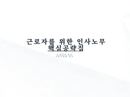 초보자를 위한 인사/노무 핵심 공략집