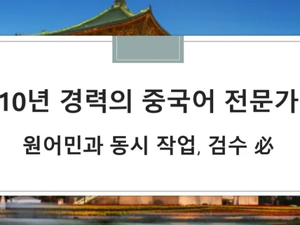 10년 경력 중국어 번역 전문가 실시간 번역