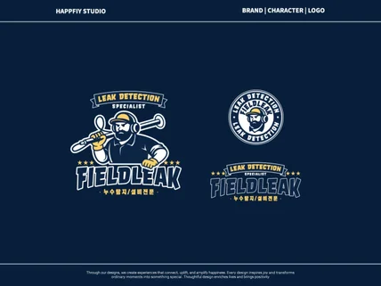 트랜디 힙한 귀여운 빈티지 레트로 캐릭터 로고 디자인