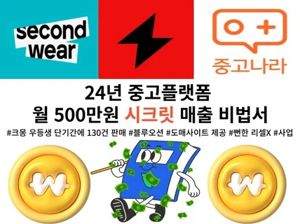 NEW24년 번개장터 월 500만원 시크릿 매출 비법서