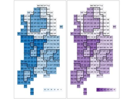 한국지도 카토그램 만들어 드립니다.