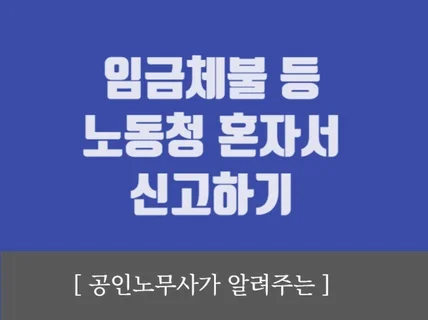 노무사가 알려주는 임금체불 등 노동청 혼자서 신고하기