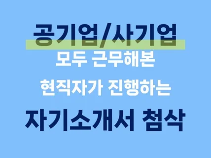 공기업 / 사기업 모두 근무한 현직자의 자기소개서 첨삭