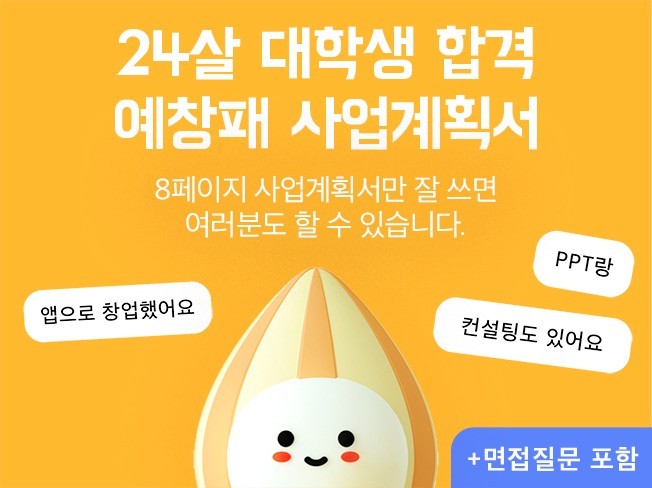 대학생이 예비창업패키지 합격한 사업계획서를 드립니다.