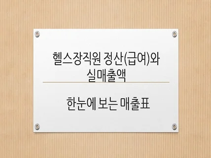 헬스장 전체 매출과 트레이너별 급여 및 매출표