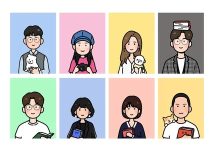 증명사진 일러스트로 귀여움 장착 개인용/상업용 제작