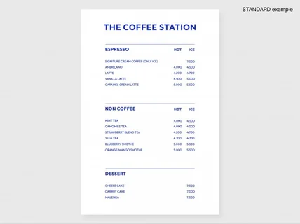 깔끔하고 트렌디한 메뉴판 디자인해 드립니다.