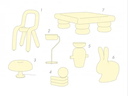 제품 가구 건물 등 라인 드로잉 벡터 일러스트