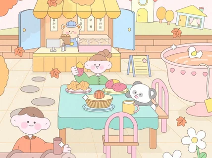 따뜻하고 선명한 책표지/삽화/사보/그림책/맞춤 일러스트