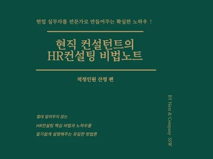 현직 컨설턴트의 HR컨설팅 비법노트-적정인원 산정 편