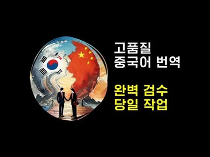 당일 작업 완벽 검수 고품질 중국어 번역