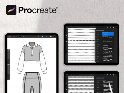 프로크리에이트 브러쉬 패션 의류 재봉 스티치 24종