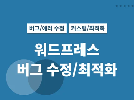 워드프레스 버그수정, 커스텀, 최적화 작업