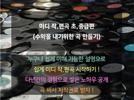 미디 작,편곡 초,중급편 수익을 내기위한 곡 만들기 드립니다.
