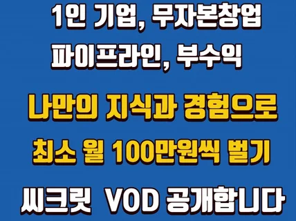 1인기업 나의 지식과 경험으로 최소 월 100만원 벌기