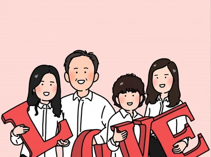 가족,단체,커플 사진을 귀엽게 그려 드립니다.