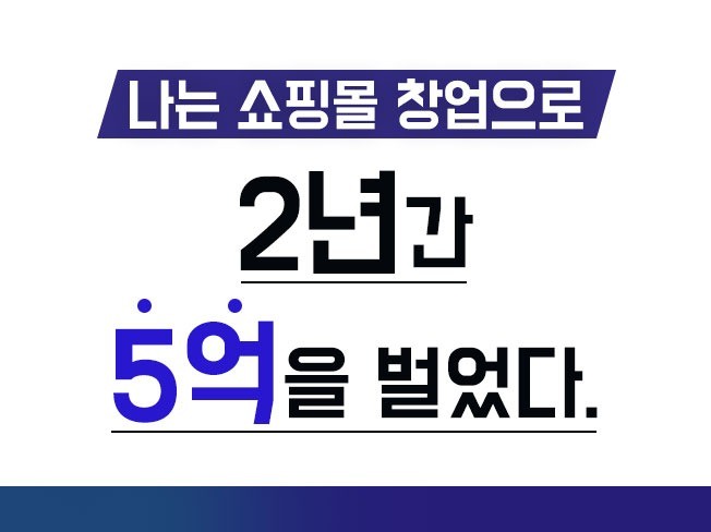 쇼핑몰 창업으로 2년간 5억을 번 노하우를 드립니다.