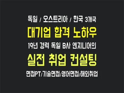 19년 경력 독일 본사 전문가의 실전 취업 컨설팅