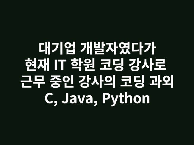 프로그래밍, 코딩 과외 -C, Java, Python