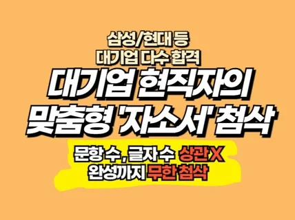 대기업 현직자의 글자수/항목수 상관없는 자소서 첨삭