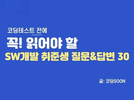 코딩테스트 전 읽어야 할 SW개발 취준생 질문답변 30