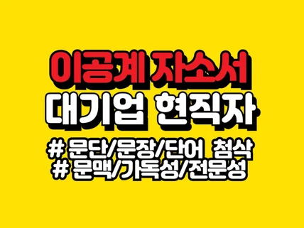 대기업 현직자가 이공계 자기소개서 첨삭을 도와드립니다