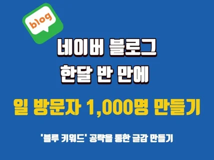 한달 반 블로그 방문자 1000명이상 만든 노하우 알려 드립니다.