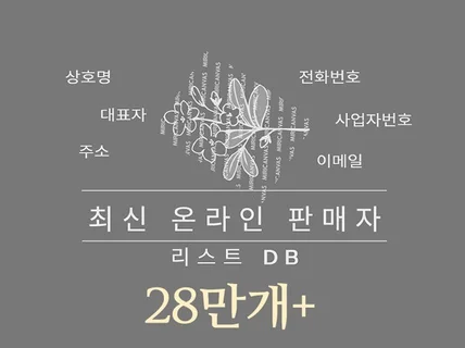 28만개 62종 카테고리 온라인 판매자 DB 리스트